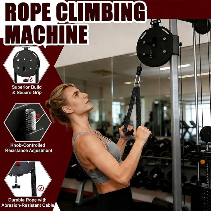 Endless Rope Trainer | Adjustable Resistance Trainer Machine | Suspension Endless Rope Pulley System| Closed-Loop Nylon Rope | Home Gym Infinity Rope for Interval Resistance Training(Black)