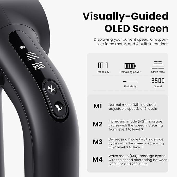 BOB AND BRAD D6 Ultra Massage Gun with Infrared Light, Deep Tissue Percussion Massager Gun with 16mm Amplitude, Professional Muscle Massager for Athletes, Electric Handheld Massager