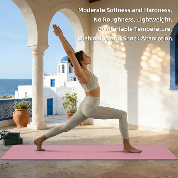 ILILI Yoga Mat Thick&Large Exercise Mats for Home Workout – Extra Wide Yoga Mat with Carrying Strap 76''x32.7''x0.35'' For Men & Women – Anti-Tear, Lightweight, Cushioned Support, Works Great on All Floors for Stretching, Pilates, Meditation and Floor ...