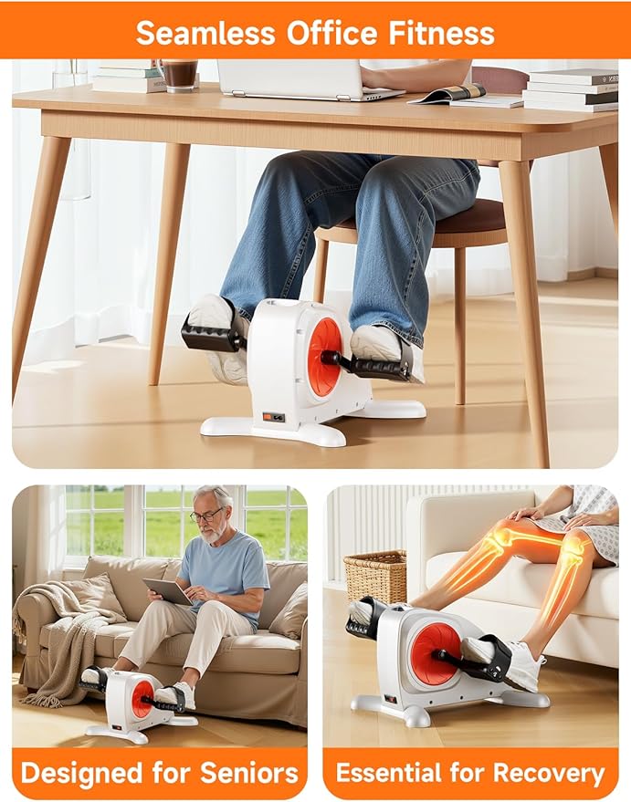 Mini Exercise Bike for Adults Under Desk Exercise Bike, Electric Pedal Exerciser for Seniors & Leg/Arm Fitness,12 Adjustable Speeds & LCD Display, Portable Exercise Bike for Seniors Home Leg Exercise