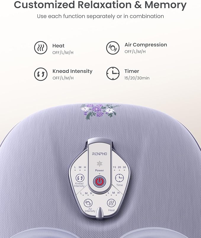 RENPHO Foot Massager Machine with Heat [2026 Upgraded], Shiatsu Foot Massager for Plantar Fasciitis, Birthday Gifts for Women Men, Cordless Control, Best Gifts for Women/Mom/Wife, Purple