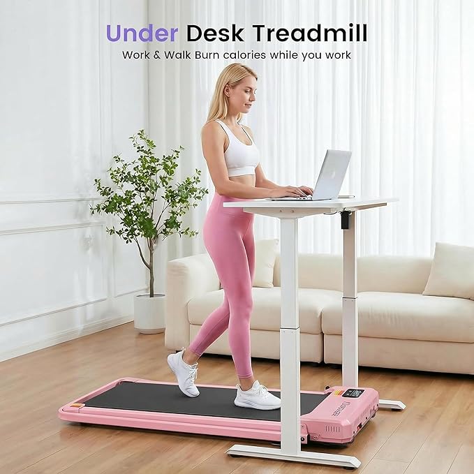 Small Walking Pad Treadmill with Incline - Under Desk Treadmills with Vibration Plate, 2.5HP Compact Portable Walking Pads with Handle Bar for Home Small Spaces, Office, Remote Control & LED Display