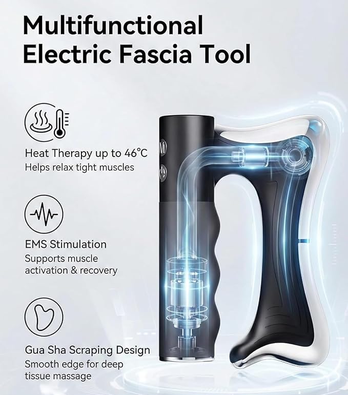 Sculptor Full Body Contour Device with Heat & EMS, Cellulite Massager Skin Firming & Lymphatic Drainage Muscle Relief Better Circulation, Electric Fascia Knife for Belly, Arm, Waist, Leg (Black)