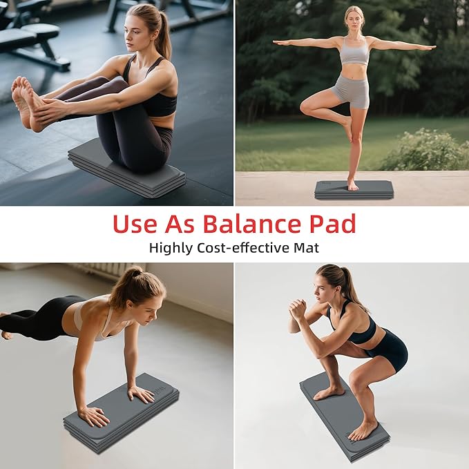 1/2 Inch Extra Thick Yoga Mat Pilates Equipment, 70"x24" Odorless Workout Mats for Home Gym, Non-slip Exercise Mats for Women Men Home Workout, Foldable Yoga Mats for Travel Camping Sleeping