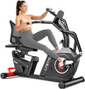 Recumbent Exercise Bike for Home, Stationary Bike with Arm Exerciser, 16-Level Magnetic Resistance, Bluetooth App, LCD Monitor, Heart Rate, Heavy-Duty Frame, Low-Impact Cardio & Physical Therapy, 450LBS Capacity