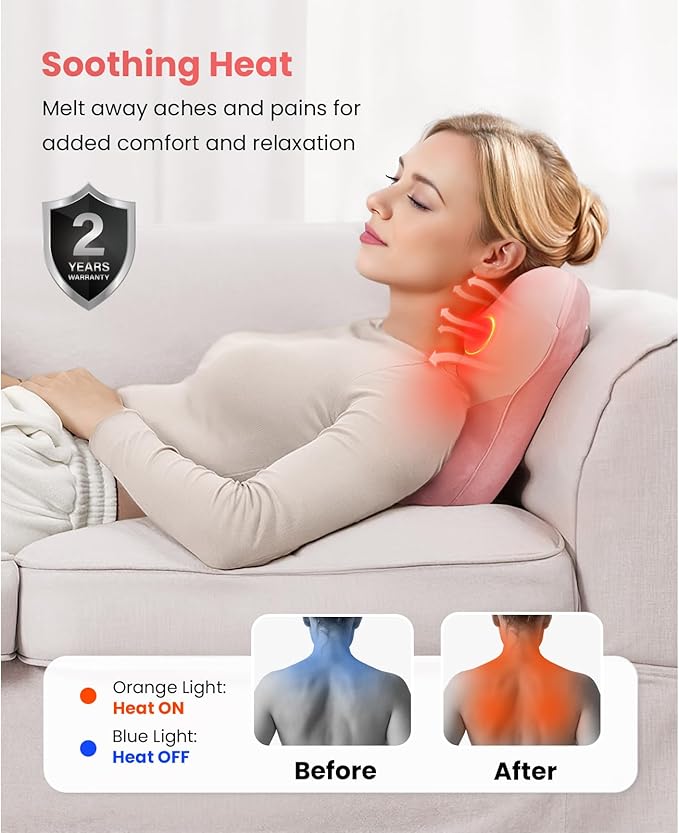 BOB AND BRAD Back Massager with Heat FSA Eligible, EZBack Corded Back Massager for Pain Relief Deep Tissue, Shiatsu Back Massage Pillow, Soothing Muscle Tension Upper & Lower Back Relief