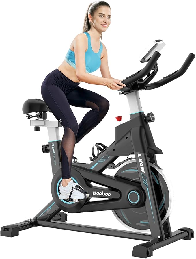 Exercise Bike, pooboo Stationary Bike for Home Gym, Magnetic Resistance Indoor Cycling Bike w/Comfortable Seat Cushion & Tablet Mount, Silent Belt Drive Indoor Bike for Cardio Workout