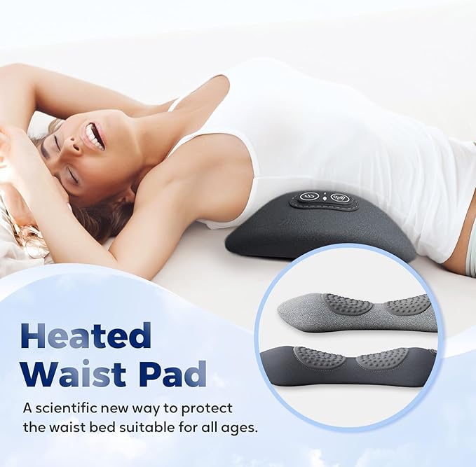 Smooth Triple Fusion Back Massager, 2026 Upgrade Electric 3 in 1 Lumbar Pillow for Bed and Chair, Back Massager with Vibration and Traction for Back and Neck and Shoulder (Dark Gray)