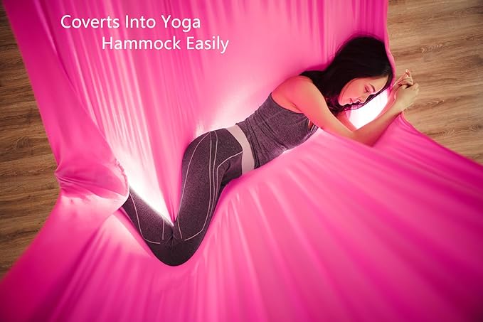 F.Life Aerial Silk 10 Yards Kit Durable Aerial Yoga Hammock with Hardware & Guide Aerial Swing for Acrobatic Flying Yoga