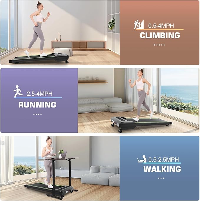 ANCHEER Walking Pads, 2 in 1 Under Desk Treadmill 2.5HP Compact Running Machine with Remote Control, 300lbs Weight Capacity for Home/Gym/Office,Ultra-Quiet, Installation-Free