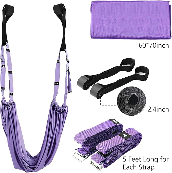 Leg Stretcher Strap - Yoga Stretching Strap,Yoga Door Swing,Backbend Training Rope with Door Anchor, Flexibility Trainer Stretching Equipment Assist Stretch Strap for Fitness Gymnastics Dance Aerial Ballet (purple)