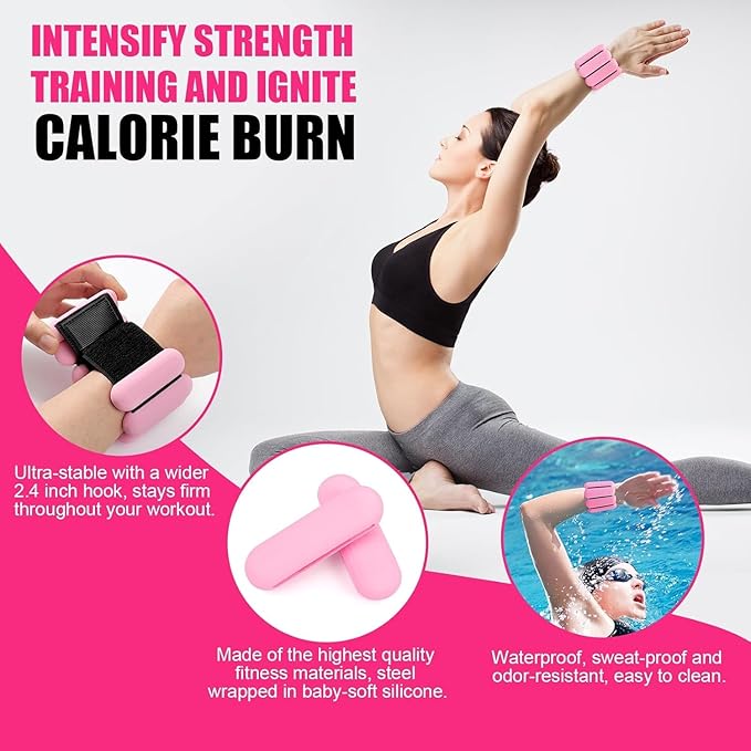Pilates Ring Set 15PCS Pilates Equipment Set with Adjustable Ankle Wrist Weights,Yoga Ball,Figure 8 Resistance Band,Tape Measure,Pilates Bands & Accessories,Pilates Ring and Ball Set (Pink)