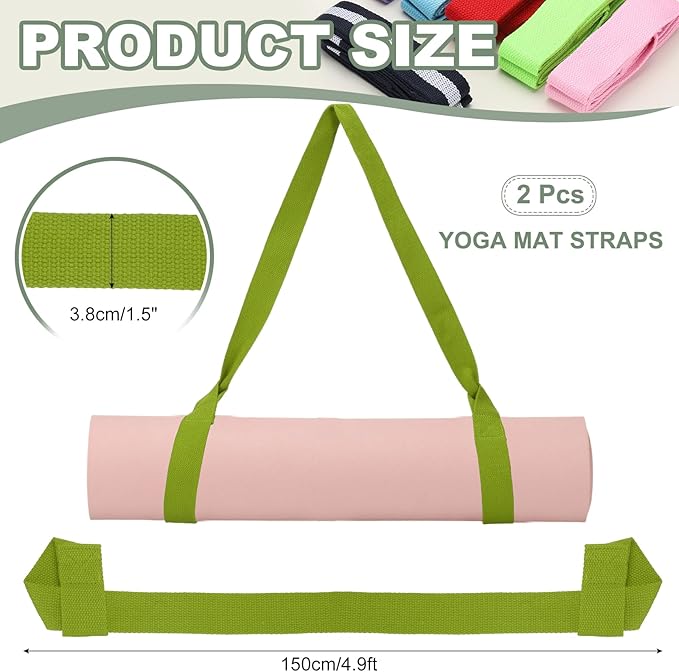 Yoga Mat Straps for Carrying, Adjustable Exercise Mat Sling Holder Multi Purpose Mats Carrier