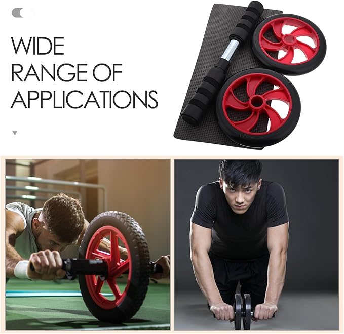 Toyvian Silent Ab Roller Wheel Abdominal Workout Equipment for Core Training with Quiet Operation Red Exercise Wheel for Home and Outdoor Gym Strength Exercises