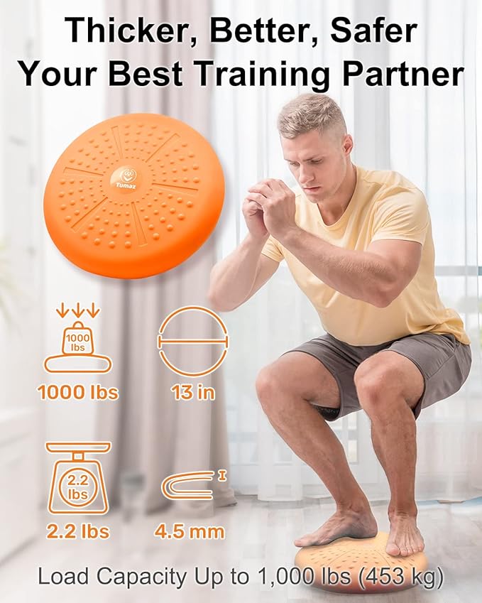 Tumaz Wobble Cushion - Wiggle Seat to Improve Sitting Posture & Stay Focused for Sensory Kids, Balance Disc to Core Strength & Flexible Seating [Extra Thick Balance Board, Pump Included Wobble Board]