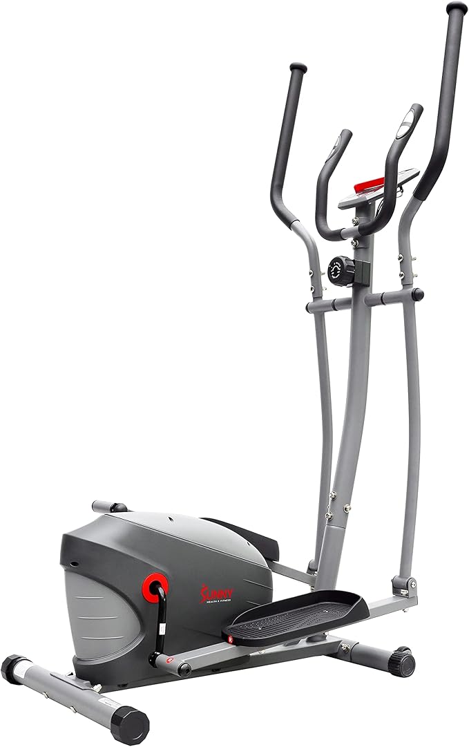 Sunny Health & Fitness Upright Elliptical Machine, Full Body Cardio Exercise with Adjustable Resistance, Arm and Leg Workout Machine, SunnyFit App via Bluetooth Optional Electro-Magnetic Resistance