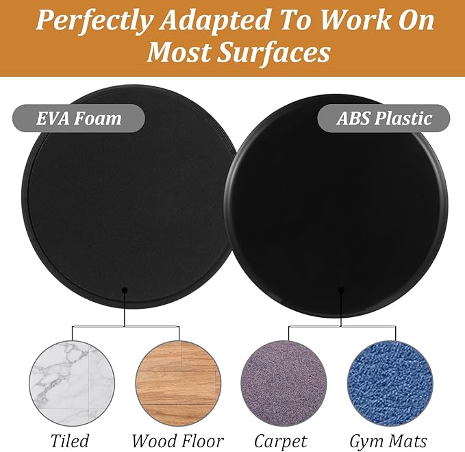 24 Pcs Core Sliders for Working Out, Dual Sided Exercise Sliders for Abdominal & Strength Training, Boost Core Strength, Stability, and Muscular Endurance, for Gym Floors, Carpet, Hardwood(Black)