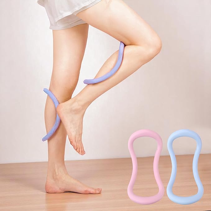 Set of 2 Yoga Rings for Leg, Calves, Calf Pilates, Fitness Circle Equipment for Women, Resistance Stretch Circles Tool with Massage Points, Home Exercise Workout Training Support Sport