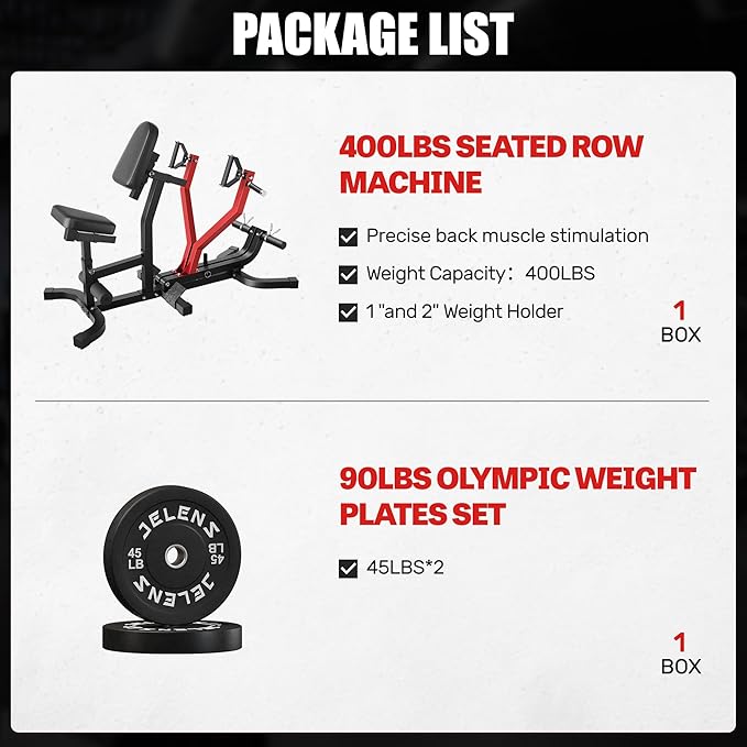 RM01 Seated Row Machine, Back Exercising Equipment Plate Loaded, Chest Supported T-bar Row Machine with Independent Arms, Back Machine Home Gym for 400LBS Capacity Gym Equipment