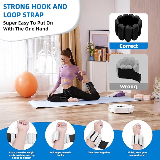 Ankle Weights for Women and Men, Adjustable Wrist Weighted Training Bracelet for Home Gym Workout, Strength Training Walkin Running, Foot weights for exercise,2pc on Set