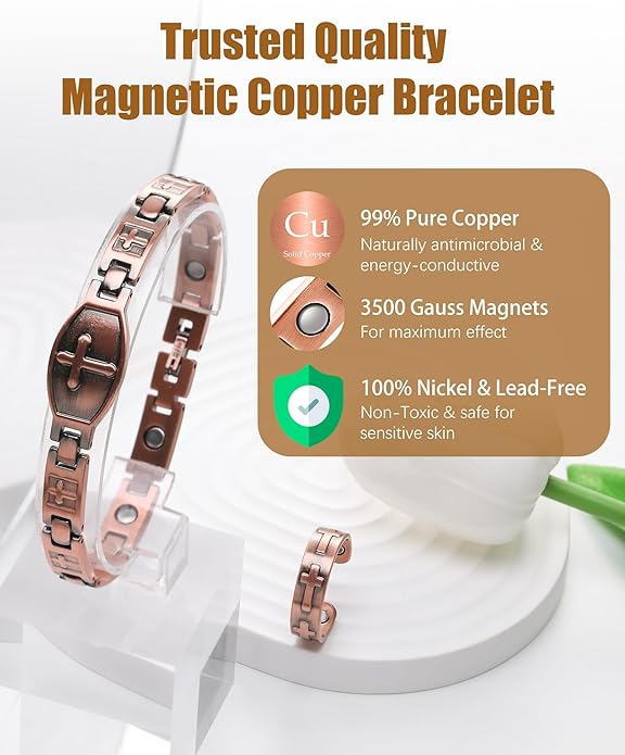 Copper Bracelets & Rings for Women, Copper Magnetic Bracelet for Women