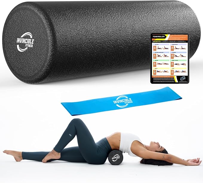 Invincible Fitness 17'' EPP Foam Roller for Deep Tissue Massage – Enhance Recovery, Relieve Pain, and Boost Mobility for a Stronger, Healthier You (Black)
