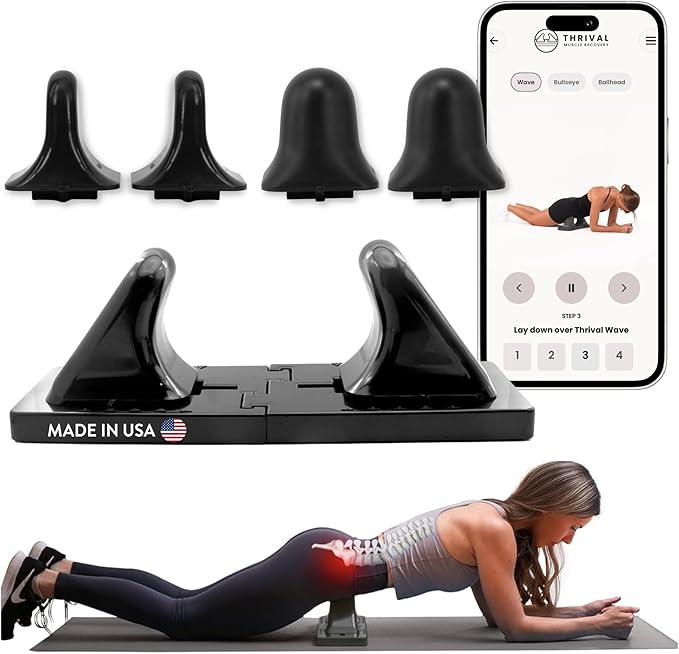 Thrival Deep Tissue Pro - Fully Adjustable Psoas Muscle Release Tool for Hip Flexor, Back, Glute, Iliacus, and Neck Pain - Trigger Point and Myofascial Release Tool – Carbon Black