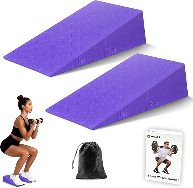 Squat Wedge Block with Guide for Heel Elevated Squat Weightlifting Slant Board for Squats with Carry Bag to Improve Mobility Balance and Strength Performance