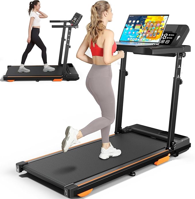 Walking Pad Treadmill with Desk Workstation & Incline & Handle Bar, Portable Under Desk Treadmill for Home Small Spaces Office, 300 lb Capacity, 2.5HP