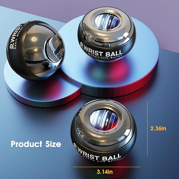 Wrist Trainer Ball Auto-Start Gyroscopic Forearm Exerciser Gyro Ball for Strengthen Arms, Fingers, Grip and Muscles