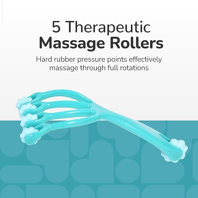 BioSwiss Claw Massage Roller, Handheld Muscle Massager with 5 Rotating Heads for Back, Legs, and Shoulder