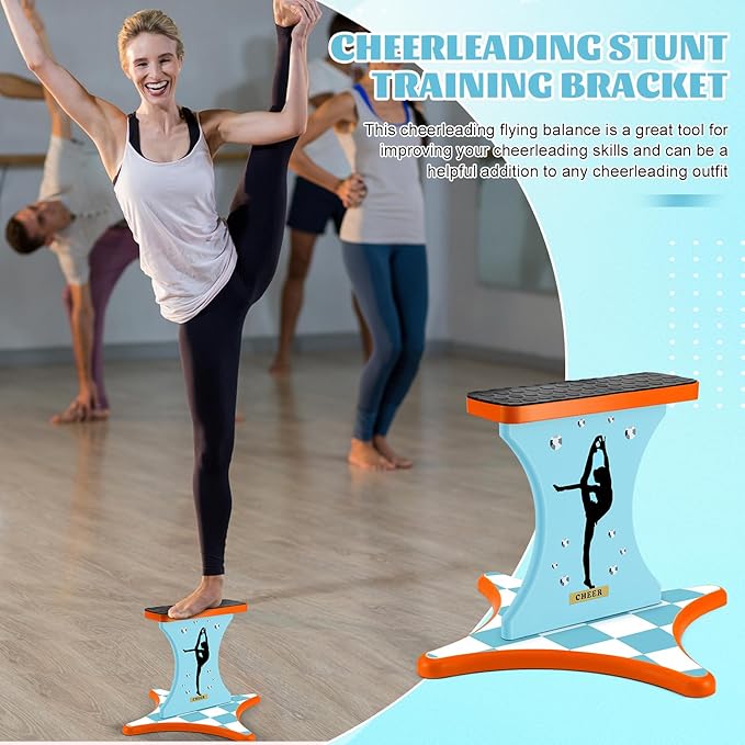 Cheer Balance Trainer 13.4 x 12.2 Inch Wooden Cheer Flyer Stand Cheer Stand for Flyers Cheerleading Stunt Balance Flexibility Trainer Equipment Promote Core Strength Coordination