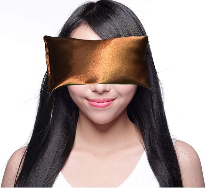 Lavender Eye Pillow - Hot Cold Weighted Eye Pillows for Relaxation, Sleep, Stress, Migraine Relief, Yoga - Aromatherapy Gifts for Women, Birthday, Teachers, Made in USA by Happy Wraps - Copper