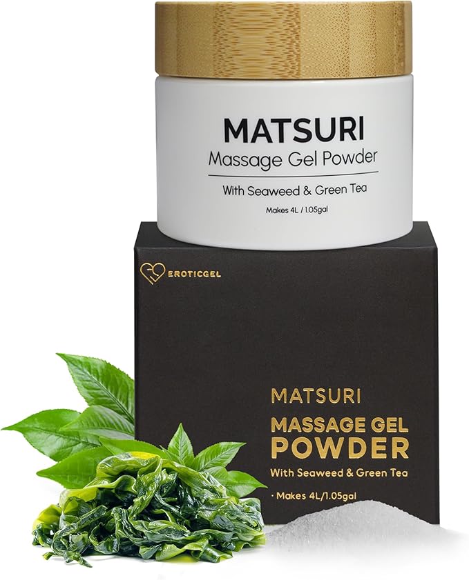 Japanese Nuru Massage Gel Powder 40g | Formulated with Natural Seaweed & Green Tea | Made in Japan | Paraben, & Glycerine Free | Fragrance-Free | Makes 1.05 gal/ 4L | Vegan | Matsuri