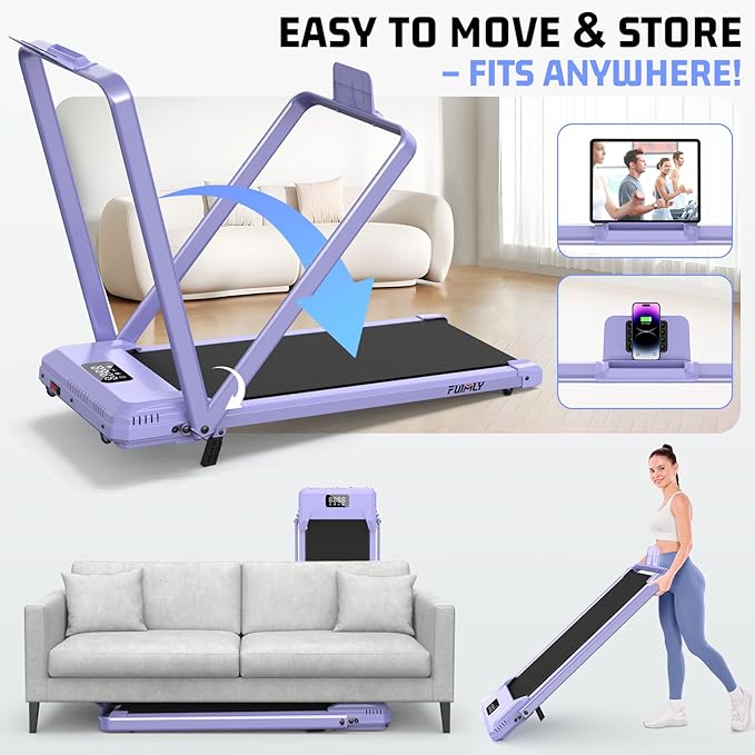 ANCHEER Treadmill with 12%/15% Incline, Folding Walking Pad with Handle Bar, 320-450lb Capacity Under Desk Foldable 3.5HP Treadmills for Home/Office/Gym,Installation-Free