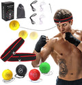 Boxing Reflex Ball, Headband Boxing Reaction Ball, Hand Eye Coordination Punching Speed Training Recreation Balls, Punch Ball Reflex Ball with Carry Bag for Teens Adults (4 Balls + 2 Headbands)