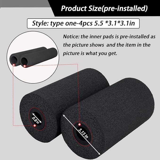 Foot Foam Pads Roller (5.5 * 3.1 * 3.1in), Olympic Weight Bench Foam for Inversion Table,Sit Ups,Leg Curl Press Attachment Extension (Black)