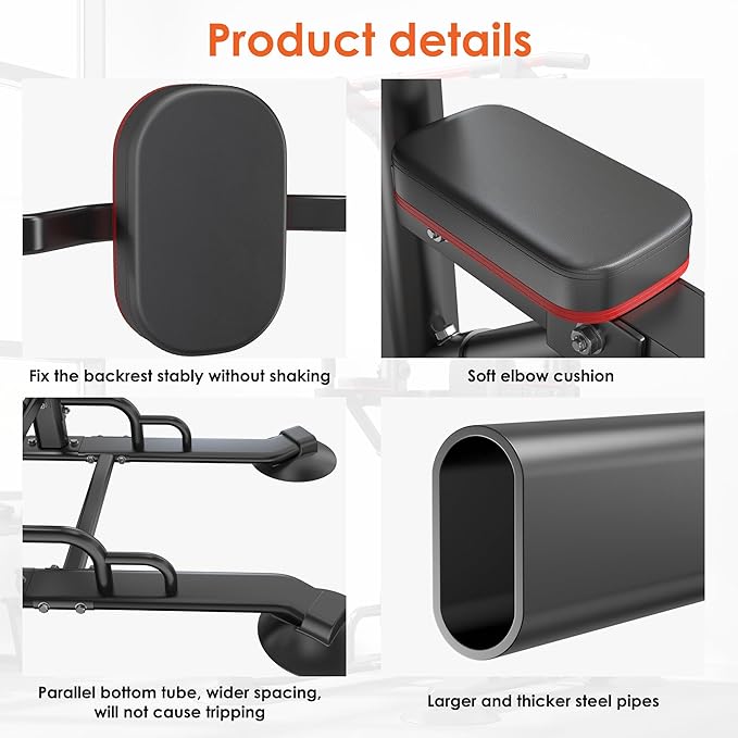SogesPower Pull Up Bar Station Power Tower,12-Level Adjustable Multi-Function Pull Up Dip Station for Home Gym, Pull Up Bar Stand Dip Bar Strength Training Fitness Equipment
