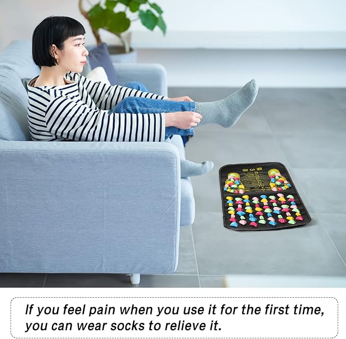 TrelaCo Foot Massage Mat Reflexology Walk Stone Road Foot Massage Acupoint Mat for Acupressure Relaxes for Long Sitting Elderly Students and Office Workers (27.56 x 13.78 Inches)