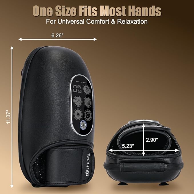 Hand Massager with Heat and Compression, Hand Massage for Arthritis and Carpal Tunnel Relief, 6 Intensities with Wrist Massager and Kneading Massage Nodes, Mother's Day Gifts for Men Women