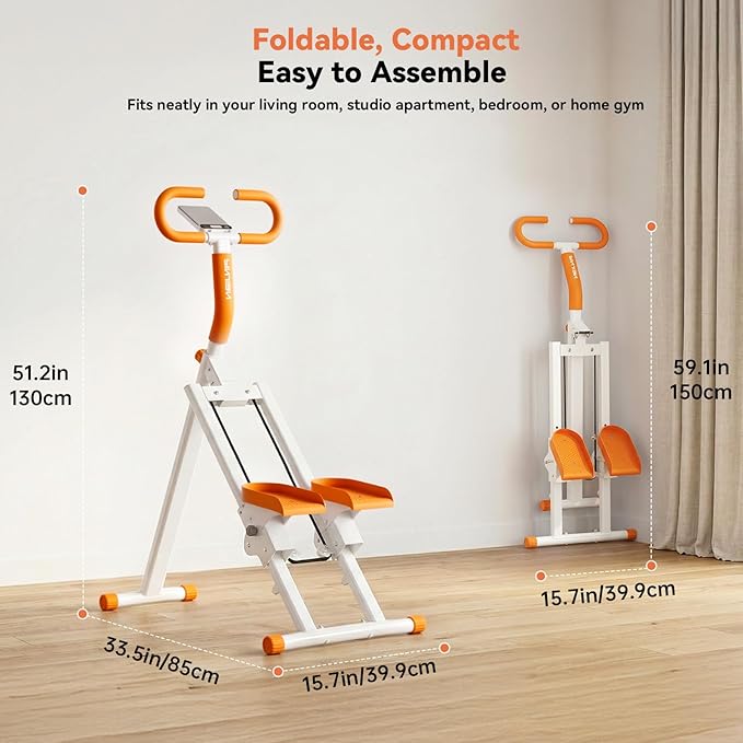 Stair Steppers for Exercise at Home, Folding Vertical Stair Stepper Climber, Full-Body Cardio Machine with Adjustable Handles, Steel Frame & Digital Monitor