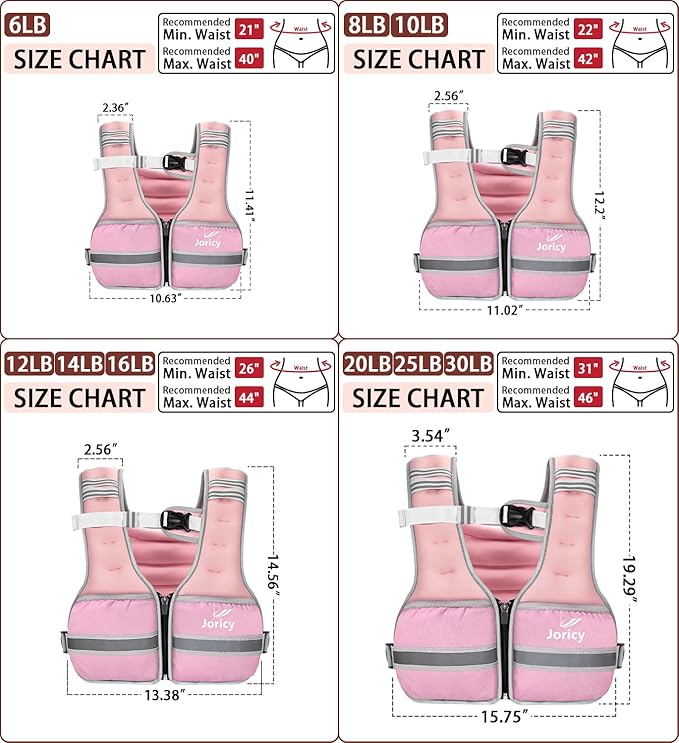 Weighted Vest Woman Men 6lb 8lb 10lb 12lb 14lb 16lb 20lb 25lb 30lb Weight Vest Zipper Front Rucking Vests With Reflective Strips for Walking Running Workout Strength Training Weight Loss Women