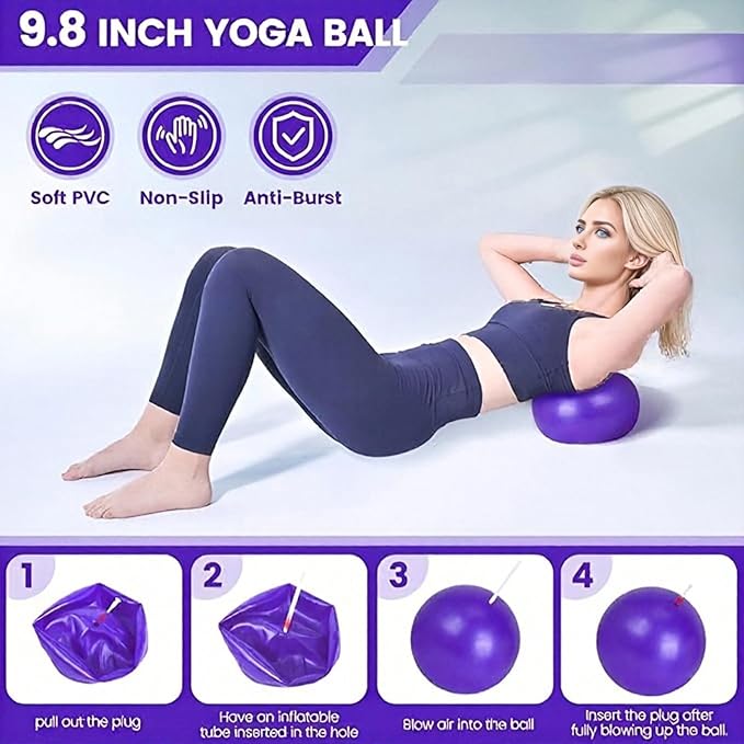 Pilates Essentials Kit for Women Set of 13, Yoga Sets at Home, Includes Pilates Ring, 8-Shaped Tension Band, Yoga Ball - Perfect for Women's Home Workouts & Beginners