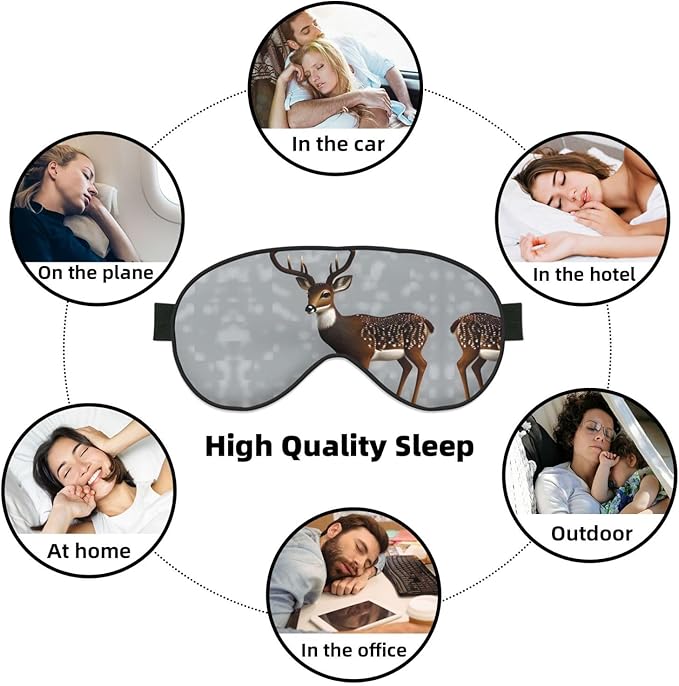 Grey Plum Deer Head-Mounted Double-Sided Light-Blocking Sleeping Eye mask to Protect Eyes and Relieve Eye Fatigue