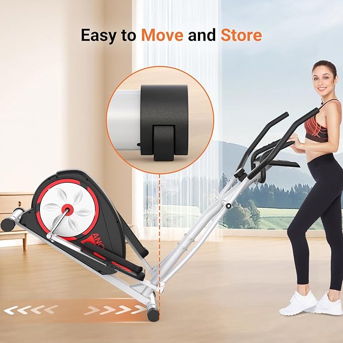 ANCHEER Elliptical Exercise Machine, Elliptical Trainer for Home Gym, Exercise Equipment 500Lbs Max Weight,Ultra-Silent Elliptical Machine, with Pulse Rate Grips&Smooth Resistance Levels