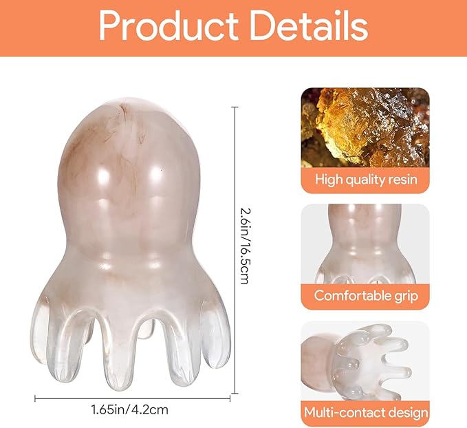 2 Pcs Octopus Head Massage Comb, Scalp Massage Tool for Head and Body Relaxation, 8 Unique Points to Melt Muscle Bumps and Relieve Body Fatigue(Gray)
