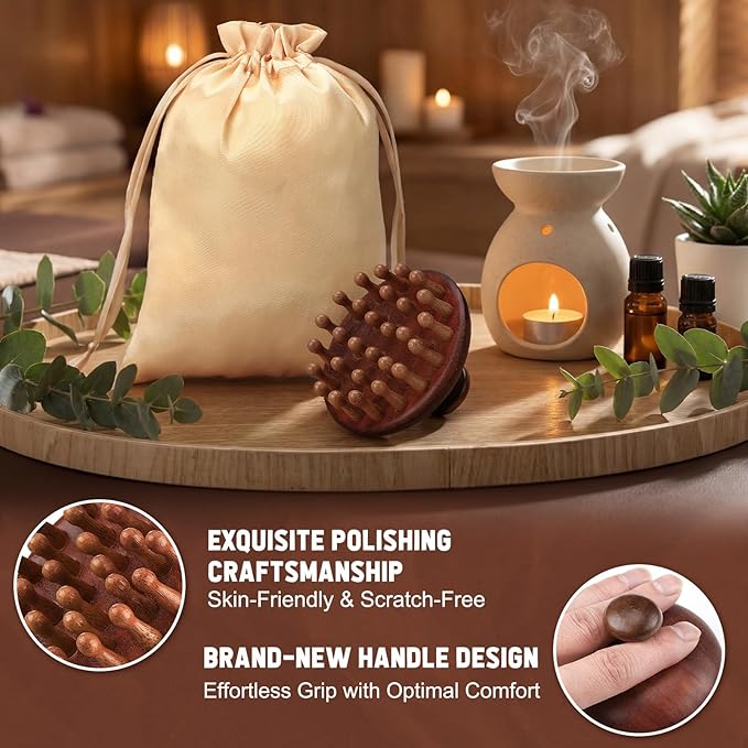 3 Pcs Wooden Head Scalp Massager Comb, Head Massage Tool for Relaxation Hair Gua Sha Comb