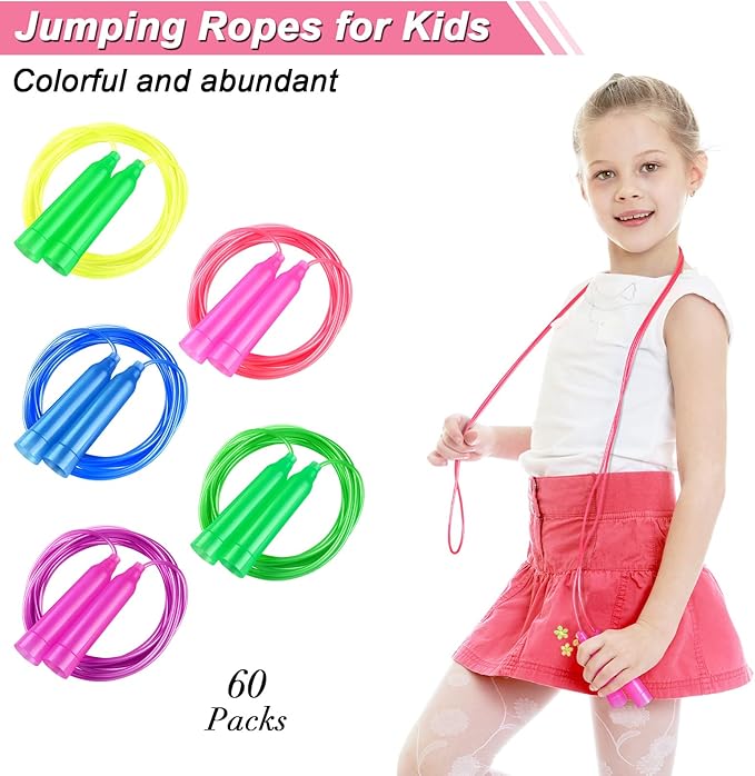 Aodaer Jump Rope Set, Colorful Outdoor Jump Ropes, 7.3 Feet Adjustable Skipping Rope for Outdoor Fun Activity Sport Party Favor