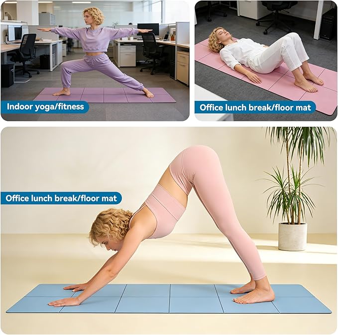 Foldable Travel Yoga Mat 72"x24"x0.24", Lightweight Non Slip Exercise Mat, Portable Folding Workout Mat for Yoga, Pilates, Stretching, Home Gym, Outdoor Fitness & Travel