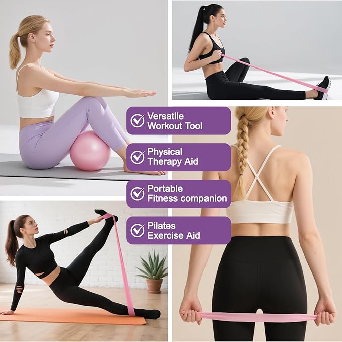 Pilates Kit for Home Workouts for Women-12-Piece Equipment Set with Ring,Yoga Ball,5 Resistance Bands,Figure-8 Band,Arm Stretcher,Grippy Socks,Storage Bag for Toning,Strength & Flexibility